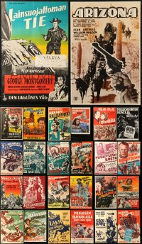 9s431 LOT OF 26 UNFOLDED AND FORMERLY FOLDED WESTERN FINNISH POSTERS 1950s cool cowboy images!