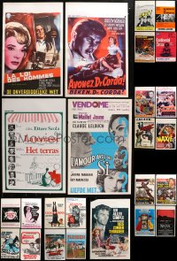 9s446 LOT OF 28 FORMERLY FOLDED BELGIAN POSTERS 1950s-1970s a variety of great movie images!