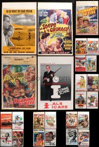 9s447 LOT OF 24 FORMERLY FOLDED BELGIAN POSTERS 1940s-1980s great images from a variety of movies!