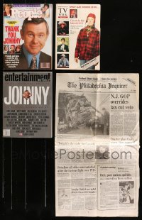 9s118 LOT OF 3 JOHNNY CARSON MAGAZINES AND 1 NEWSPAPER ARTICLE 1992 great images & articles!