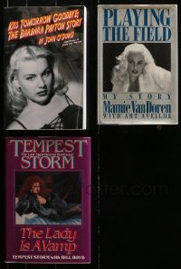 9s090 LOT OF 3 HARDCOVER AND SOFTCOVER BIOGRAPHY BOOKS 1980s-2000s Tempest Storm, Mamie Van Doren