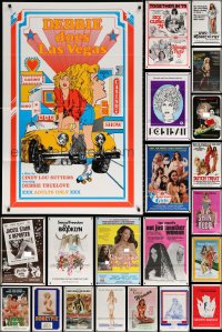 9s466 LOT OF 29 FORMERLY TRI-FOLDED 27X41 SEXPLOITATION ONE-SHEETS 1970s-1980s with some nudity!