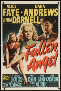 9w358 FALLEN ANGEL 1sh 1945 Preminger, Alice Faye, Dana Andrews, sexy bad girl Linda Darnell!