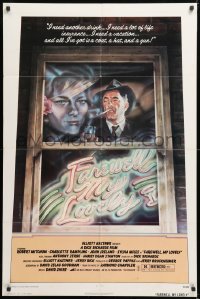 9w361 FAREWELL MY LOVELY 1sh 1975 cool David McMacken artwork of Robert Mitchum smoking in window!