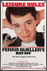 9w365 FERRIS BUELLER'S DAY OFF 1sh 1986 c/u of Matthew Broderick in John Hughes teen classic!