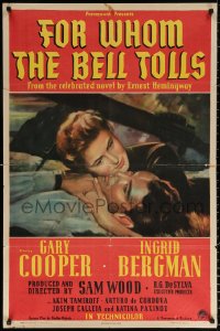 9w378 FOR WHOM THE BELL TOLLS 1sh 1943 great Armando Seguso art of Gary Cooper & Ingrid Bergman!