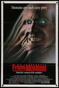 9w396 FROM BEYOND 1sh 1986 H.P. Lovecraft, wild sci-fi horror image, humans are such easy prey!