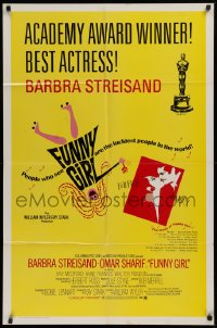 9w399 FUNNY GIRL style B awards 1sh 1969 Barbra Streisand, Wyler, art by BOTH Bob Peak & Tal Stubis!