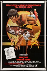 9w402 GAME OF DEATH 1sh 1979 Bruce Lee, cool Bob Gleason martial arts artwork!