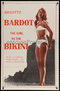 9w417 GIRL IN THE BIKINI 1sh 1958 sexy full-length Brigitte Bardot in skimpy swimsuit!