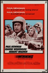 9w978 WINNING 1sh R1973 Paul Newman, Joanne Woodward, Indy car racing images!