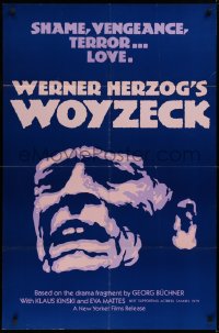 9w987 WOYZECK 1sh 1979 Werner Herzog directed, close up of crazed Klaus Kinski!