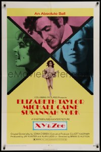 9w989 X Y & ZEE 1sh 1971 Elizabeth Taylor, Michael Caine, Susannah York, Zee & Co.