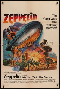 9w998 ZEPPELIN int'l 1sh 1971 Michael York, Elke Sommer, art of the WWI's most explosive moment!