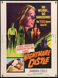 9x161 NIGHTMARE CASTLE 30x40 1966 Gli Amanti d'Oltretomba, mad sadistic scientist on the loose!