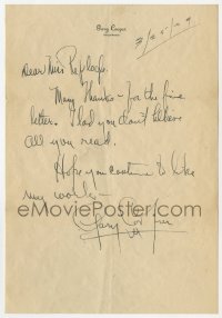 9y311 GARY COOPER signed letter 1929 telling female fan not to believe all she reads about him!