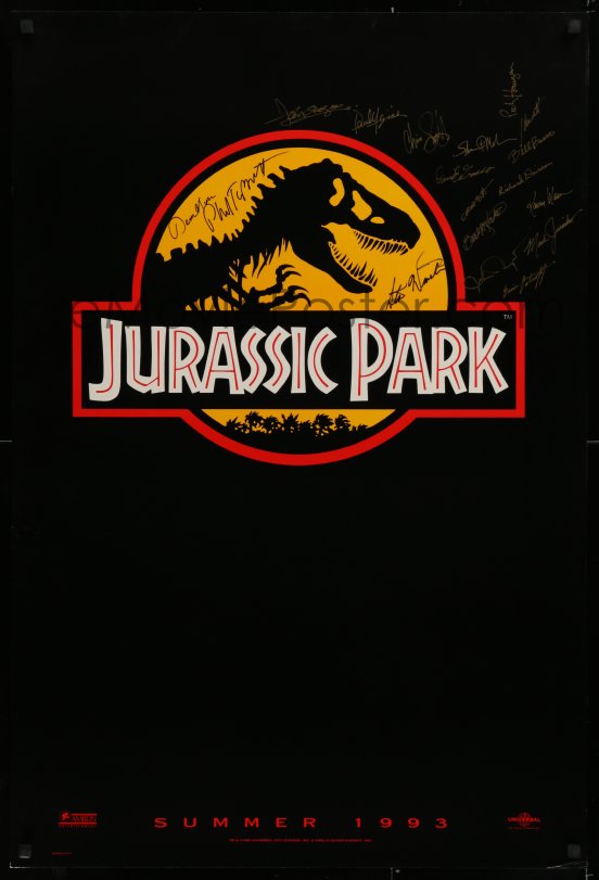 eMoviePoster.com: 9y108 JURASSIC PARK signed teaser 1sh 1993 by ...