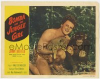 1a308 BOMBA & THE JUNGLE GIRL LC 1953 close up of Johnny Sheffield holding lion cub & Kimbbo!