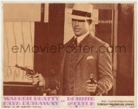 1a310 BONNIE & CLYDE LC #6 1967 best close up of Warren Beatty pointing two guns, Arthur Penn!