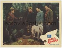 1a330 CALL OF THE KLONDIKE LC #7 1950 Mountie Kirby Grant pointing at Tom Neal and men w/ dog!