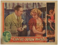 1a356 CIRCUS QUEEN MURDER LC 1933 close up of D.A. Adolphe Menjou confronting Greta Nissen!