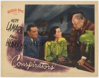 1a371 CONSPIRATORS LC 1944 Hedy Lamarr between Peter Lorre & Sydney Greenstreet sitting at table!