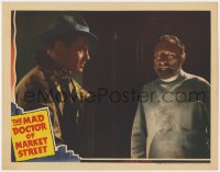 1a641 MAD DOCTOR OF MARKET STREET LC 1942 Lionel Atwill in shadows stares at Hardie Albright!