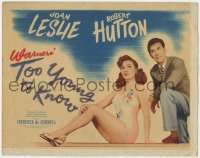 1a204 TOO YOUNG TO KNOW TC 1945 close up of Robert Hutton & sexy Joan Leslie in swimsuit!