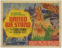 1a216 UNITED WE STAND TC 1942 Lowell Thomas, WWII art montage with Hitler & Mussolini!