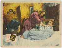 1a958 WALLS OF JERICHO LC #7 1948 Linda Darnell roughly tries to pull Kirk Douglas out of bed!