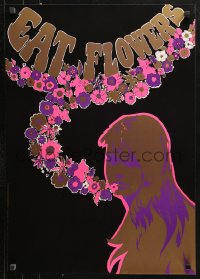 1c279 EAT FLOWERS 20x29 Dutch commercial poster 1960s psychedelic Slabbers art of woman & flowers!