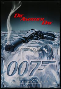 1c591 DIE ANOTHER DAY teaser 1sh 2002 Pierce Brosnan as James Bond, cool image of gun melting ice!