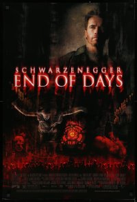 1c608 END OF DAYS DS 1sh 1999 grizzled Arnold Schwarzenegger, cool creepy horror images!