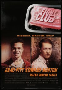 1c617 FIGHT CLUB advance DS 1sh 1999 portraits of Edward Norton and Brad Pitt & bar of soap!