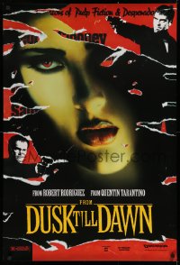 1c627 FROM DUSK TILL DAWN teaser 1sh 1995 George Clooney with smoking gun & Quentin Tarantino, vampires!