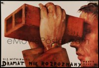 1c201 DRAMAT NIE ROZPOZNANY stage play Polish 26x38 1978 cool artwork by Jerzy Czerniawski!