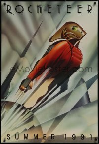 1c856 ROCKETEER teaser DS 1sh 1991 Walt Disney, deco-style John Mattos art of him soaring into sky!