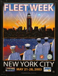 1c376 FLEET WEEK NEW YORK CITY 18x24 special poster 2003 Gavin art of Empire State Building & skyline