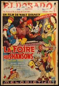 1p312 MELODY TIME Belgian 1951 Walt Disney, cool cartoon art of Donald Duck, Little Toot & more!