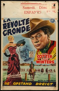 1p353 UNTAMED FRONTIER Belgian 1952 cowboy Joseph Cotten, sexy showgirl Shelley Winters!