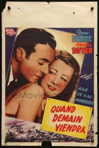 1p357 WHEN TOMORROW COMES Belgian R1950s great romantic close up of Irene Dunne & Charles Boyer!