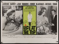 1p158 LIFE AT THE TOP British quad 1966 art of Laurence Harvey with sexy Jean Simmons & Honor Blackman!