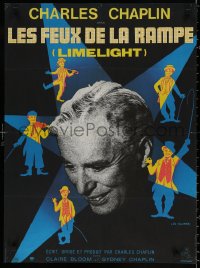 1p553 LIMELIGHT French 23x31 R1970s Charlie Chaplin art & close-up by Kouper & Boumendil