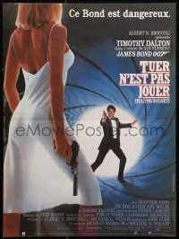 1p594 LIVING DAYLIGHTS French 15x20 1987 Tim Dalton as James Bond & sexy Maryam d'Abo w/gun!