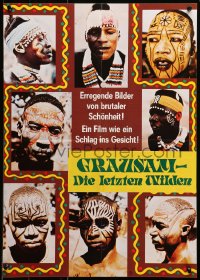 1p139 LAST SAVAGE German 16x23 1979 Addio ultimo uomo, Italian pain documentary, different and wild!