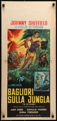 1p780 LOST VOLCANO Italian locandina R1962 Johnny Sheffield as Bomba the Jungle Boy, Casaro art!