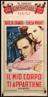 1p785 MEN Italian locandina 1953 very first Marlon Brando, directed by Fred Zinnemann, Acerbo art!