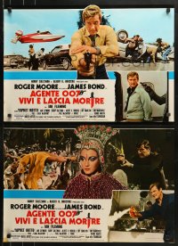 1p835 LIVE & LET DIE group of 8 Italian 18x26 pbustas 1973 Roger Moore as Bond, sexy Jane Seymour!