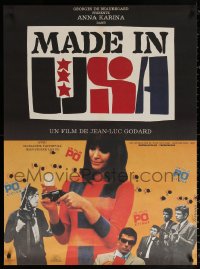 1p982 MADE IN U.S.A. Japanese 29x39 R1999 Jean-Luc Goddard, Anna Karina, cool Ferracci design!