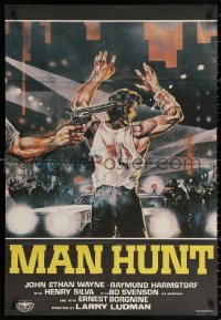 1p210 MANHUNT Lebanese 1985 Ethan Wayne, Borgnine, completely different crime artwork!